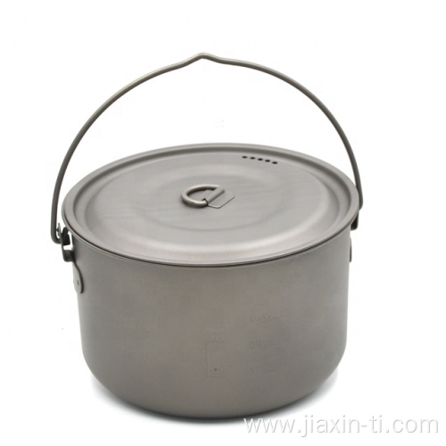Pure Titanium Camping Hanging Pot With Removable Handle